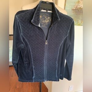 Oleg Cassini Women's Dark Blue Quilted velour Jacket